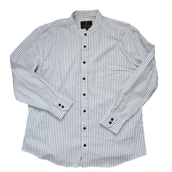 Celtic Ranchwear Grandfather Shirt Blue White Stripe XL Cotton Casual - Picture 7 of 8